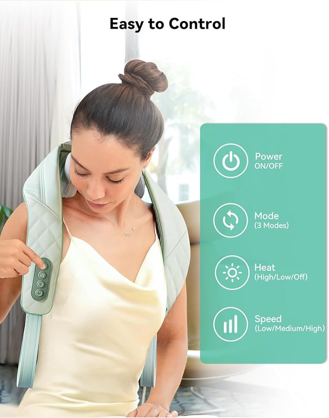 Snailax Cordless Neck Shoulder Massager with Heat, 4D Deep Tissue Kneading, Shiatsu Back Massager Pillow for Neck, Shoulder, Christmas Gifts for Men, Women