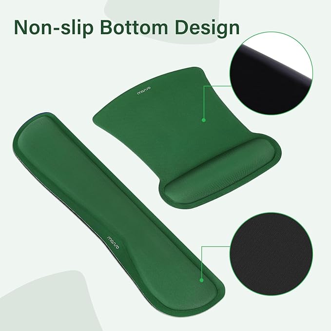 MOSISO Keyboard Mouse Pad Set, Large Gaming Mousepad&Keyboard Wrist Rest&Mouse Wrist Rest&Coaster, Ergonomic Non-Slip Mousepad&Easy Typing Cushion with Memory Foam for Home Office, Jungle Green