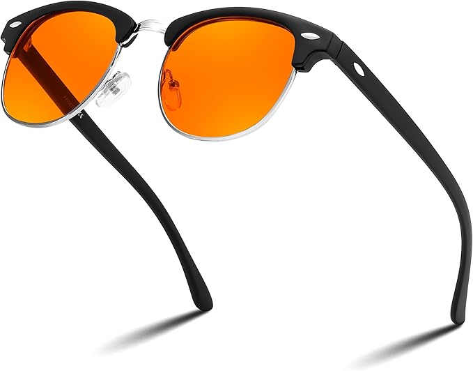 FEISEDY Orange Blue Light Blocking Glasses for Woman Men Amber Lenses Computer Gaming Glasses for Better Sleep