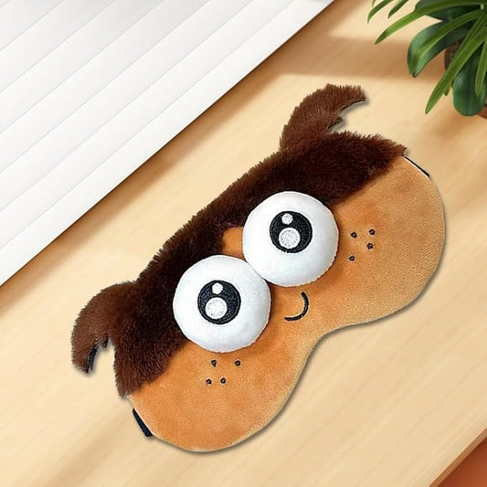 PERFECTSIGHT Sleep Eye Masks, Cute Plush Sleep Eye Cover Lightweight Adjustable Eyeshade Faux Fur Mask Cover for Women Men Kids Sleep Travel Nap, Big Eye Girl