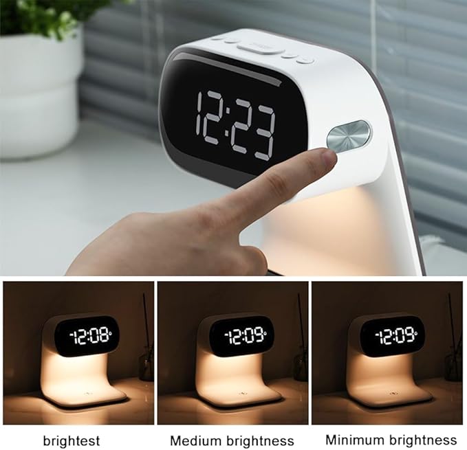 IHAO 3in1 Multi-Functional Wireless Charging Alarm Clock Smart Night Light Qi Charger LED Digital Clock Adjustable Light 15W Fast Wireless Charging for All Qi Phone and TWS Headphone