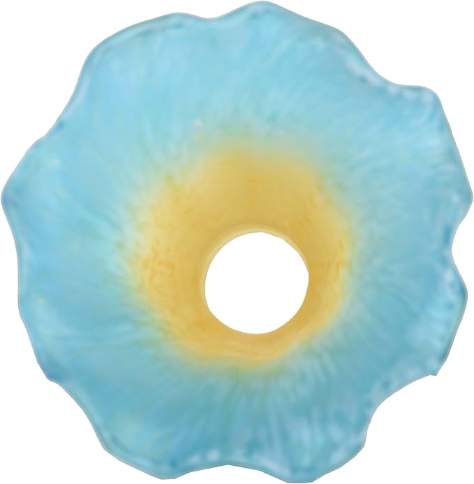 Bieye LS14S Lily Flower Blown Glass Lampshade (Yellow Blue, Opening I.D. 0.87" x O.D. 1")