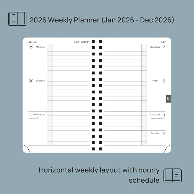 POPRUN 2026 Pocket Planner, (Small Size-4'' x 6.25'') - Daily Weekly and Monthly Calendar Agenda 2026 Appointment Book with Monthly Tabs, Spiral Soft Cover, Inner Pocket, 100 GSM - Soft Pink