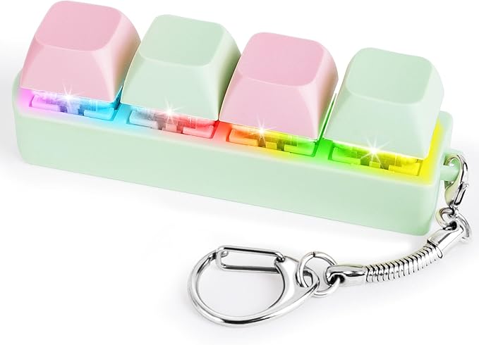 Keyboard Fidget Toy for Adults Keyboard Clicker with LED Light Keychain Fidget Stress Relief Sensory Toy