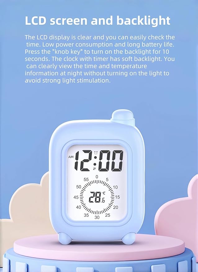 Visual Timer Clock, Digital Alarm Clocks with Temperature Display, Countdown, Date Display, Creative Learning Gifts for Children, Suitable for Gym, Study Rooms, Office and Kitchen