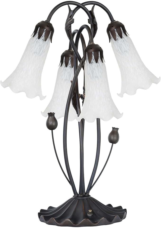 Bieye LS10 Lily Flower Blown Glass Lampshade (White, Opening I.D. 1.26" x O.D. 1.5")