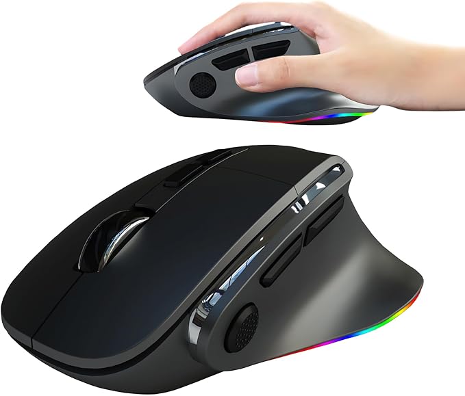 Ergonomic Mouse Large Middle Hands Dual Mode(Bluetooth+USB)Rechargeable Vertical Carpal Tunnel Bluetooth Wireless Mouse for PC/Laptop/Computer/Desktop/Tablet/ipad/Macbook Air/Pro Office Work Gift