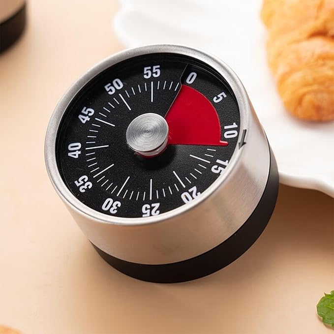 2pcs Magnetic Mechanical Kitchen Visual Timer, Countdown 60 Minute Wind Up Reminder Tool for Baking Cooking Steaming Tanning Learning