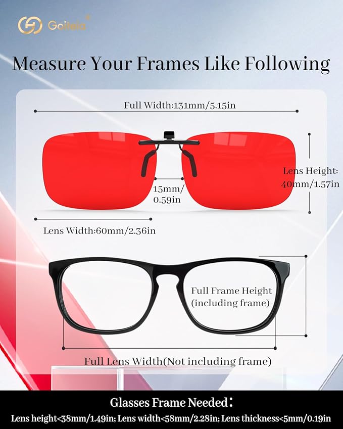 Goiteia Red Clip on Blue Light Blocking Glasses for Sleep-Block Blue & Green Light-Fast and Sound Sleep/Relieve Eye Strain