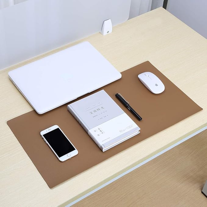 KINGFOM Desk Pad Office Desktop Protecter, PU Leather Desk Mat Blotters Organizer with Comfortable Writing Surface (35.4" x 16.9", Brown)