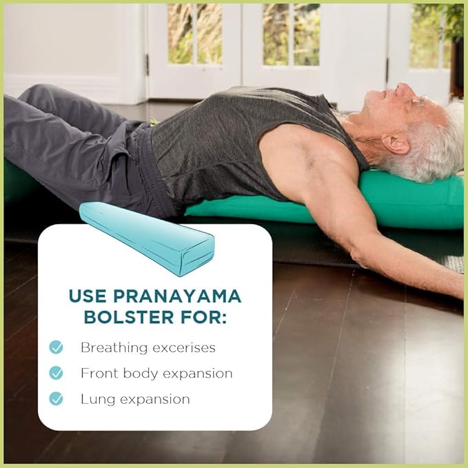 Bean Products Yoga Bolster - Made in The USA with Eco Friendly Materials - Studio Grade Pranayama Support Cushion That Elevates Your Practice & Lasts Longer - Natural Cotton, Hemp or Vinyl