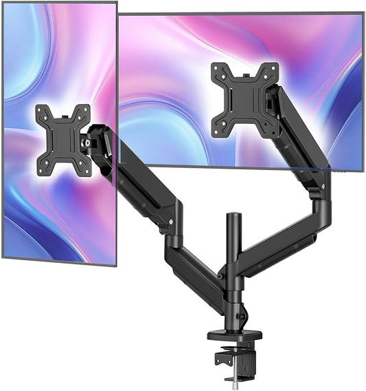 Simple Trending Dual Monitor Stand, Monitor Arm, Computer Stand, Adjustable Stand for 2 Monitors Holds up to 20 lbs, Vesa Mount for 17-32 inch Computer Screens, Black