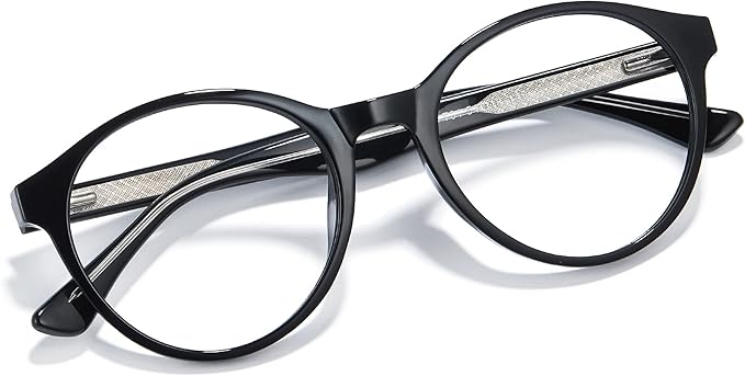 Cyxus TR90 Oversized Blue Light Blocking Glasses Women - Spring Hinge Round Frame Computer Use Anti Eye Strain 8018