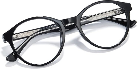 Cyxus TR90 Oversized Blue Light Blocking Glasses Women - Spring Hinge Round Frame Computer Use Anti Eye Strain 8018