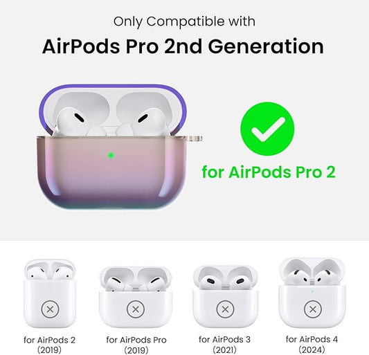 ORNARTO for AirPods Pro 2 Case 2023/2022–Stylish Gradient Clear TPU, LED Visible, Shockproof Protective Case Cover for AirPods Pro 2nd Generation with Lanyard-Iridescent Purple