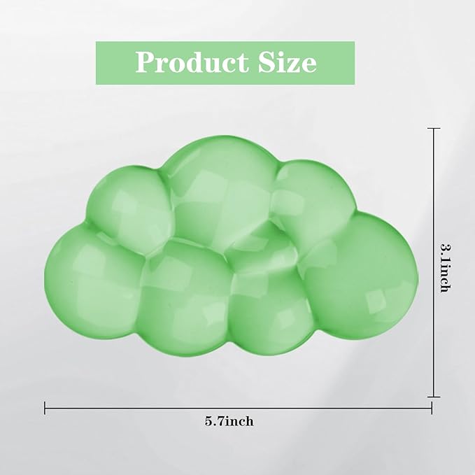Gel Cloud Mouse Wrist Rest, Cute Wrist Support and Arm Support for Mouse Rest Typing Pain Relief，Suitable for Office/Computer/Laptop/Gaming (Transparent Green)