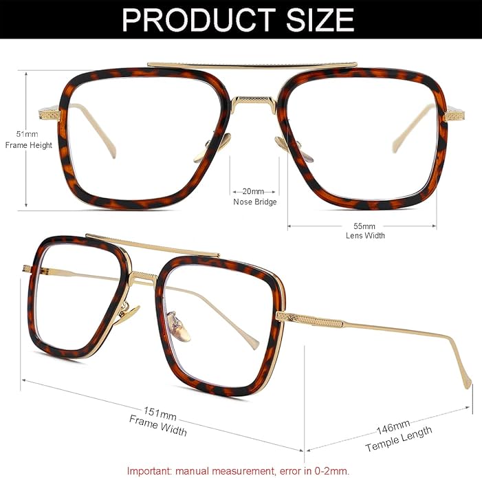 Tony Stark Style Blue Light Blocking Glasses for Men Women, Iron Man and Spider-Man Computer Gaming Glasses