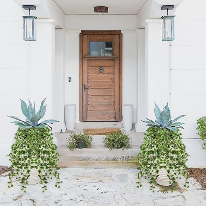 Hollyone Artificial Hanging Plants 35.4" Fake Ivy Vine Faux Ivy Leaves Fire and UV Resistant Hanging Plant Wall Greenery for House Room Patio Indoor Outdoor Home Shelf Office Wedding Decor