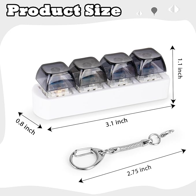 Keyboard Fidget Toy for Adults Keyboard Clicker with LED Light Keychain Fidget Stress Relief Sensory Toy