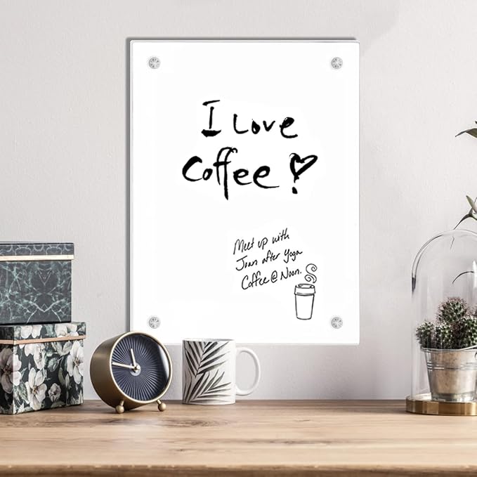 Glass Dry Erase White Board for Wall, Glass Whiteboard,11.8" x 15.7" Small Glassboard for Home Kitchen, Office, Frameless, Brilliance White(BB-WH-3040)