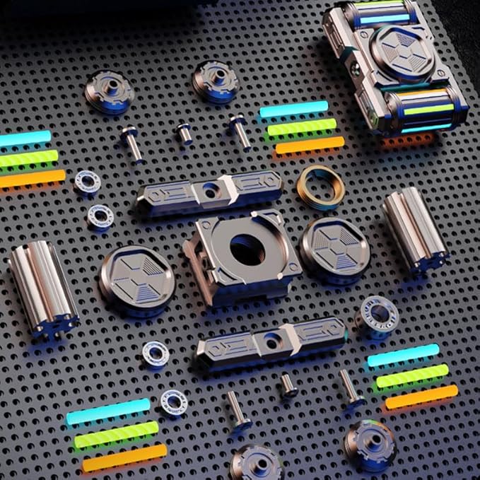 Fidget Roller, Metal - Adult Handheld Fidget Toy | Helps Relieve Stress, Anxiety, Tension | Promotes Focus, Clarity | Compactness, Variety of Play (Gray)