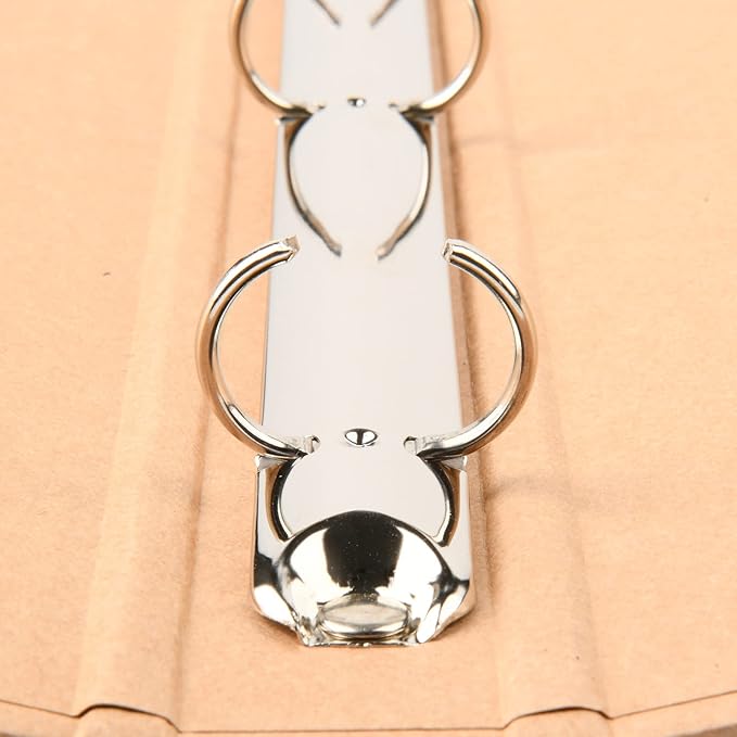 Natural Recycled Kraft Binder 3-Holds Round Ring Binder 2 Pack, Durable Binding Hard Cover Protector for Journal, Notebook, Inserted Sheets & Refill Paper, Holds 200 Sheets Capacity (A4 Size)