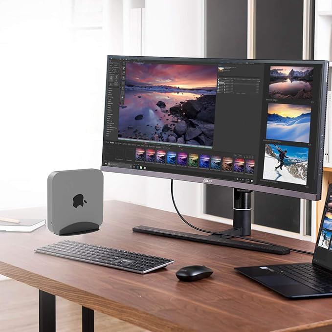 Bylitco Desktop Stand for Mac Mini 2010-2023,M1/M2,Vertical Holder,Perfect for Desk Organization and Heat Dissipation，Soft Cushioned Protection, Space-Saving Design- Black
