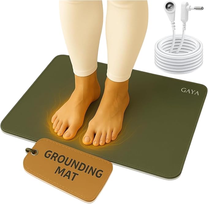 Gaya Grounding Mat for Feet, Earthing Mats for Sleep Improvement, Back Pain Relief, Muscle Relaxation & Stress Relief, Grounding Pads for Bed, Grounding for Desk, Earth Grounding Pad (24''X16'')