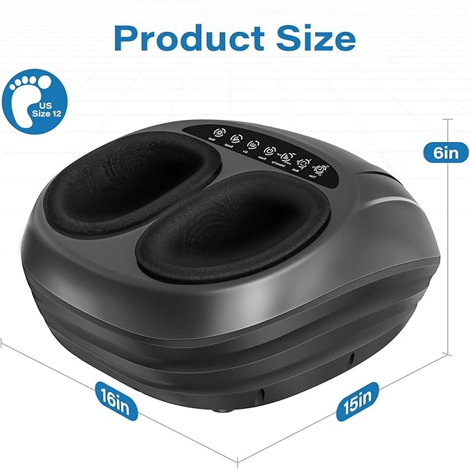 Shiatsu Foot Massager, Foot Massager Machine with Heat, Remote Control, Multiple Massage Modes & Adjustable Intensity, Deep-Kneading Massager Fits Feet Up to Women Size 12, Black/ZL7