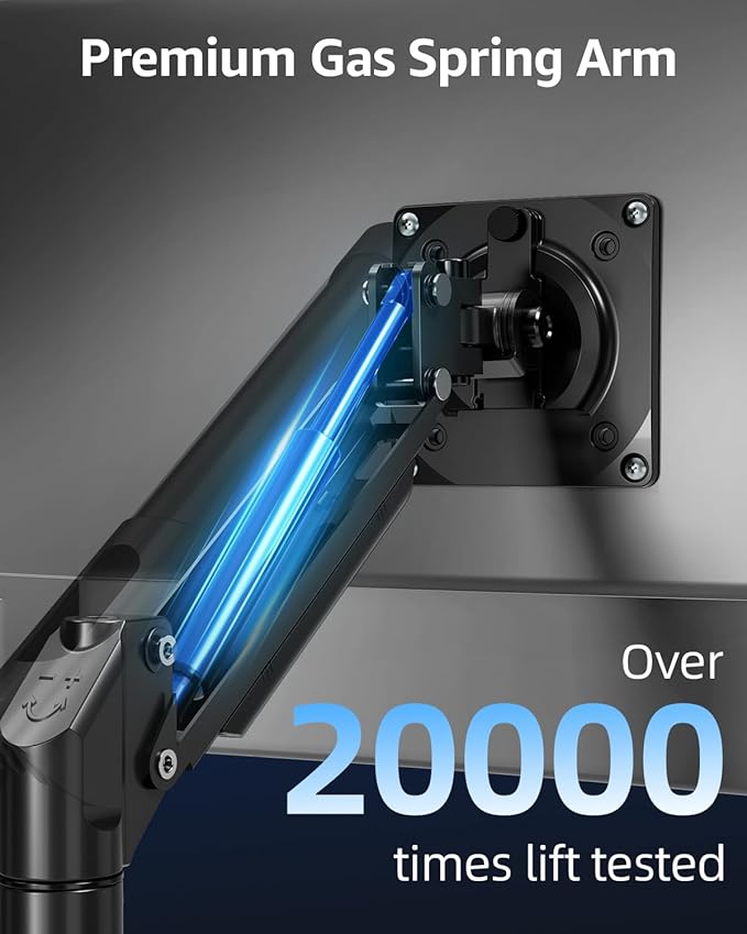 Single Monitor Mount for 22 24 27 32 inch Screen, Gas Spring Arm Holds 4.4-22 lbs, Monitor Desk Mount, Gaming & Home Office Use, VESA 75x75mm & 100x100mm, Freelift Pro Black