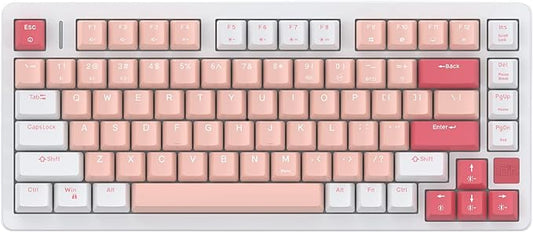 IROK FE75Pro Wireless RGB Hot Swappable Mechanical Keyboard, Three-Layer Dampening 81 Keys Gaming Keyboard, Customizable Backlit, USB-C/2.4GHz/Bluetooth- White/Red