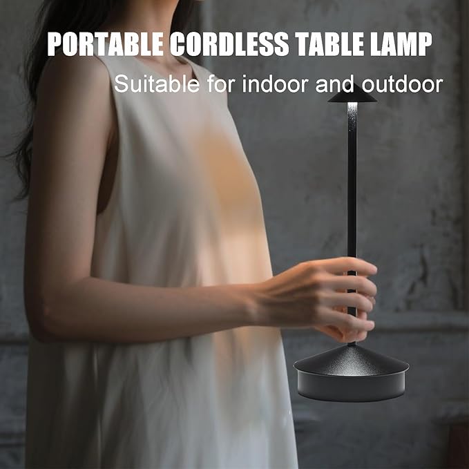 Cordless Rechargeable LED Table Lamps, 1800mAh Battery Desk Lamp Outdoor Portable Touch Dimmable Table Night Light for Patio Restaurant Dining Home Set of 2 White