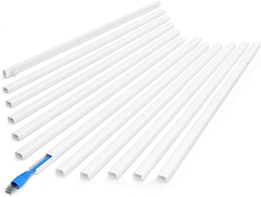 ZhiYo 204in Cord Covers for Wires on Wall, One Small Cord Hider Wall, Self-Adhesive TV Cable Hider, Paintable Wire Covers for Cords, White Cable Management Raceway Kit, 6X L14.2in W0.5in H0.3in