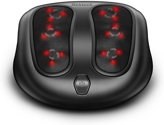 Nekteck Foot Massager with Heat, Shiatsu Heated Electric Kneading Foot Massager Machine for Neuropathy, Plantar Fasciitis, Feet Massage for Pain Relief, Circulation, Gifts for Man Woman Her Birthday