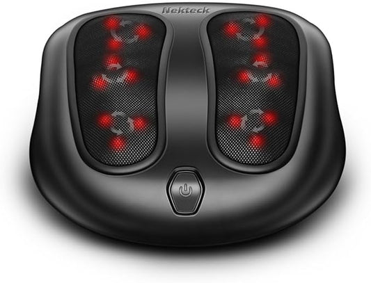 Nekteck Foot Massager with Heat, Shiatsu Heated Electric Kneading Foot Massager Machine for Neuropathy, Plantar Fasciitis, Feet Massage for Pain Relief, Circulation, Gifts for Man Woman Her Birthday