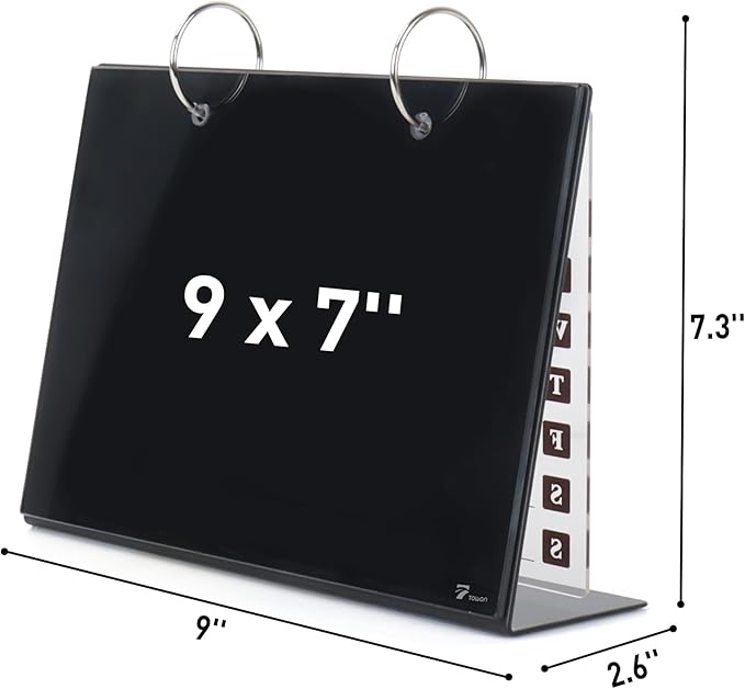 Desktop Glass Dry Erase & Acrylic Aesthetic Desk Calendar Weekly to-do List Combo, Small Magnetic Standing Whiteboard, Desk Flip Easel Calendar with Accessories for Home Office Supply, Black, 9 x 7''