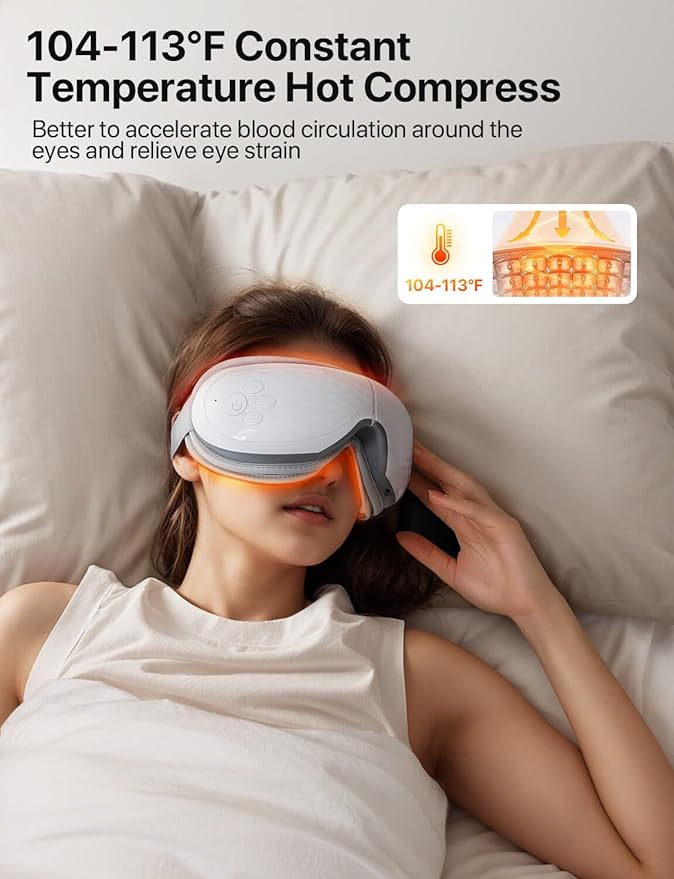 ALLJOY Eye Massager with Heat and Cooling, Birthday Gift for Women/Men, Bluetooth Music Sleep Mask for Migraine Relief,Eye Strain, Dark Circles & Dry Eyes
