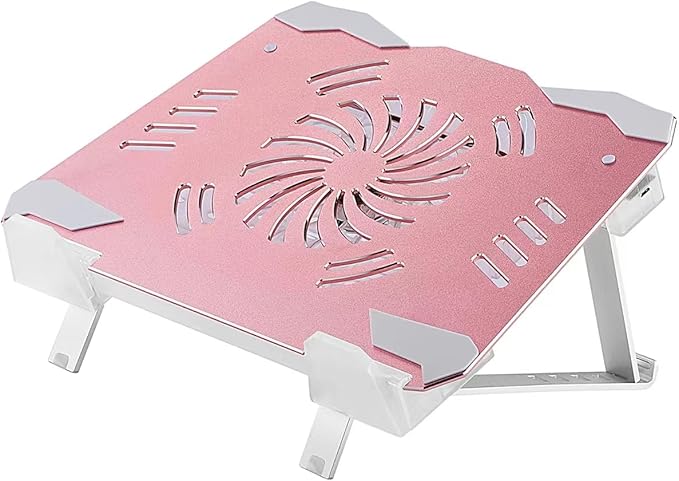 Laptop Cooler LED Light Laptop Stand with fan2 USB Ports, for 14-17inch laptops, Height StandErgonomically Gaming Laptop Cooling pad Rose Gold/2