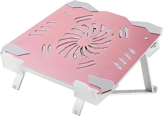 Laptop Cooler LED Light Laptop Stand with fan2 USB Ports, for 14-17inch laptops, Height StandErgonomically Gaming Laptop Cooling pad Rose Gold/2