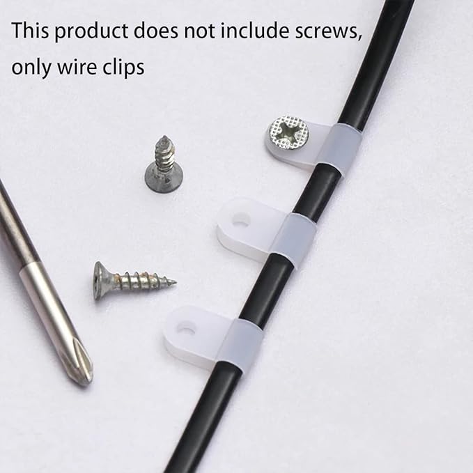 200 Pcs White Nylon R-Type Cable Clamps 3/16" Plastic Wire Clips Fasteners Assortment for Wire Management