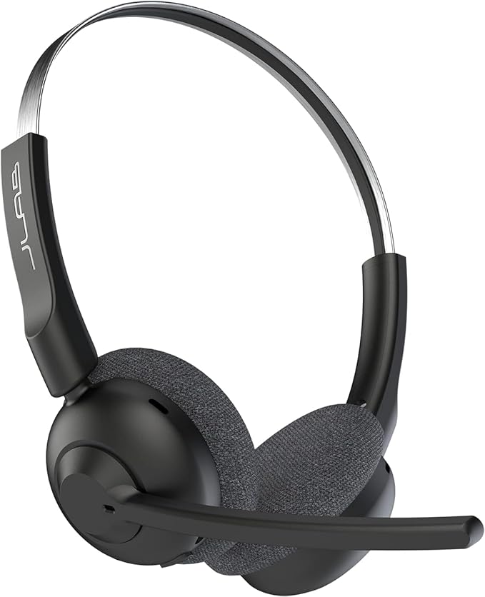 JLab Go Work Pop On-Ear Wireless Headset, Black, 50+ Hours Playtime, Bluetooth Multipoint, Rotating Boom Mic, Noise Canceling MEMS Microphone, Light-Weight, Portable, PC/Mac| Mobile (1 Pack)