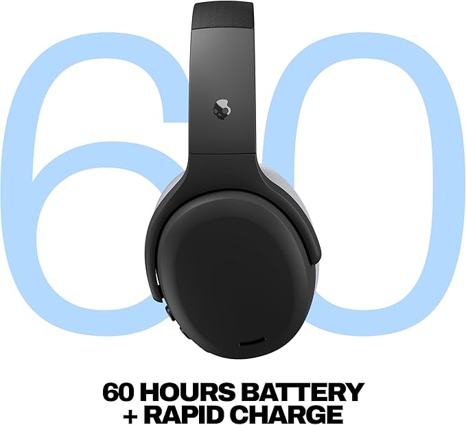 Skullcandy Crusher ANC 2 Over-Ear Active Noise Cancelling Wireless Bluetooth Headphones with Sensory Bass, Alexa Voice Control, 50 Hr Battery, Microphone, 2 Year Warranty – Asphalt