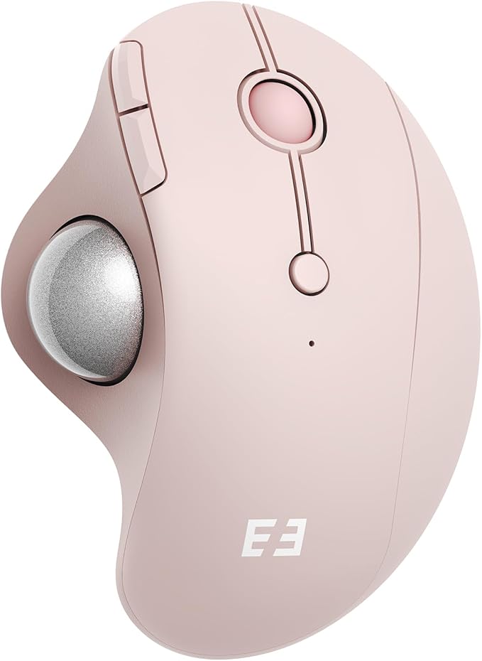 seenda Wireless Trackball Mouse, Bluetooth Ergonomic Rollerball Mouse, Rechargeable Multi Devices USB/Bluetooth Connection Thumb Control Compatible for Mac/Android/Windows Computers, Rose Pink