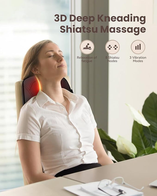 COMFIER Back Massager for Back Pain Deep Tissue 3D Shiatsu Neck Back Massager with Heat & Vibration Massager for Neck Shoulder Back Massage for Chair Heated Massage Cushion, Gifts/Presents for Mom Dad