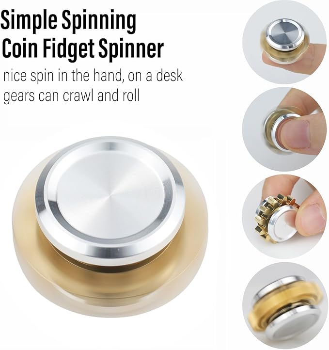 FREELOVE Gear Fidget Spinner for Adults, Mini Tiny Small Finger Toys, Metal Copper Cog Ball, Quiet Silent Figette EDC, Kinetic Hands Gyro for Stress Anxiety Men