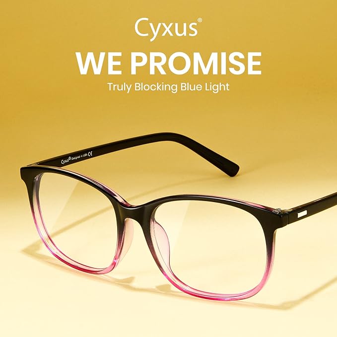 Cyxus Blue Light Blocking Glasses Women Men Computer Gaming Square Glasses UV400 Protection Anti Eyestrain T47