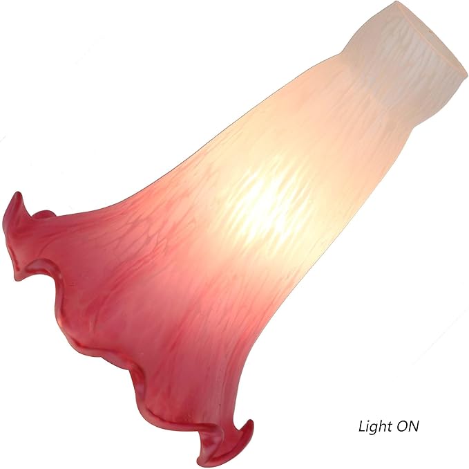 Bieye LS02S Lily Flower Blown Glass Lampshade (White Pink, Opening I.D. 0.87" x O.D. 1")