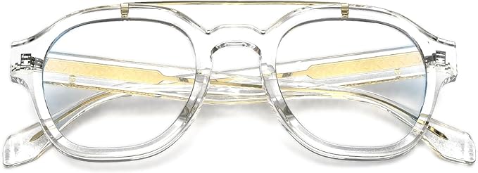 VISOONE Retro Round Anti Eyestrain Metal Medium Eyewear Blue Light Blocking Glasses for Computer Gaming Women Man SANFORD