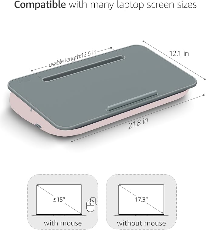 Lap Desk with Washable Cushion – Fits up to 17-Inch Laptops – Portable Laptop Desk & Stand – Bed desks & Tray for Writing, Reading, Working, Gaming on Bed, Couch, Floor –Istudyniture- Large, Beige