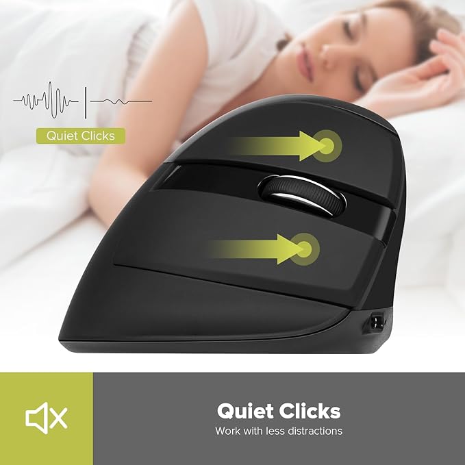 DeLUX Wireless Vertical Mouse, Small Rechargeable Silent Ergonomic Mouse with BT 5.2 and USB Receiver, 6 Buttons and 4000 DPI, for Carpal Tunnel (M618mini-Black)